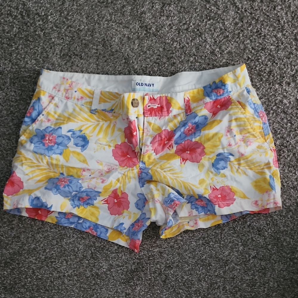 Old Navy Women's Floral Jean Shorts - Red, Blue, Yellow